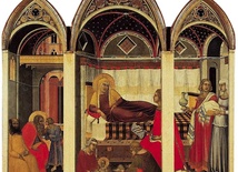 Pietro Lorenzetti „Narodziny Maryi” tempera na desce, 1342 Muzeum Katedralne, Siena