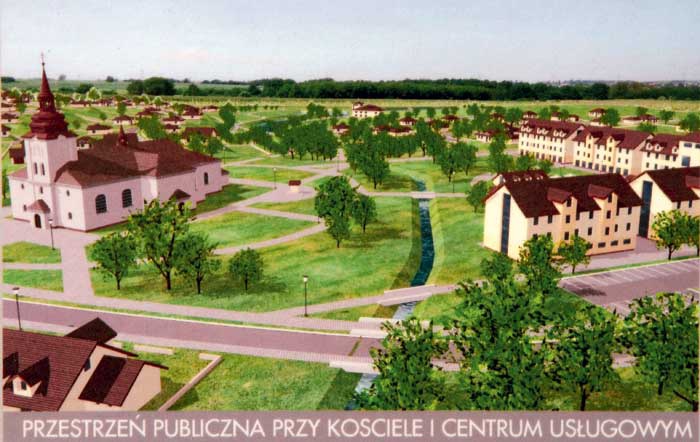 Wizualizacja centrum planowanych Nowych Nieboczów