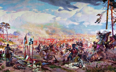 „Bitwa pod Grunwaldem” Tadeusza Popiela i Zygmunta Rozwadowskiego.