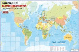 Mapa świata z informacją gdzie prześladuje się chrześcijan