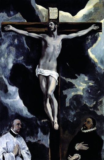 Dominikos Theotokopulos, zwany El Greco, „Chrystus na krzyżu adorowany przez donatorów”.