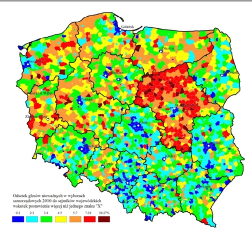 Głosy nieważne wskutek postawienia więcej niż 1 znaku "X"