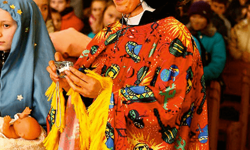 Kolędnik w boliwijskim poncho