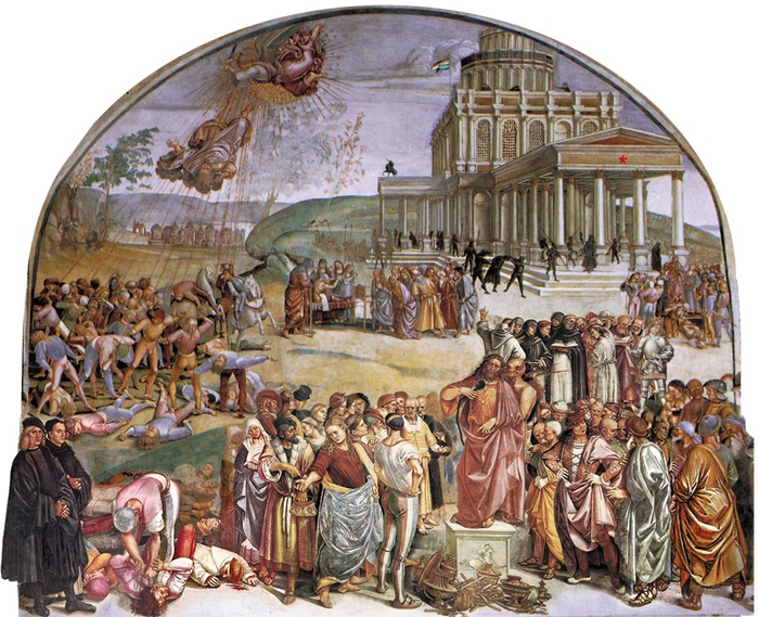 Luca Signorelli (1450-1523), „Kłamstwa  Antychrysta” fresk, katedra w Orvieto, 1500 r.