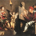 Maerten van Heemskerck, "Św. Łukasz malujący, Madonnę" 1532