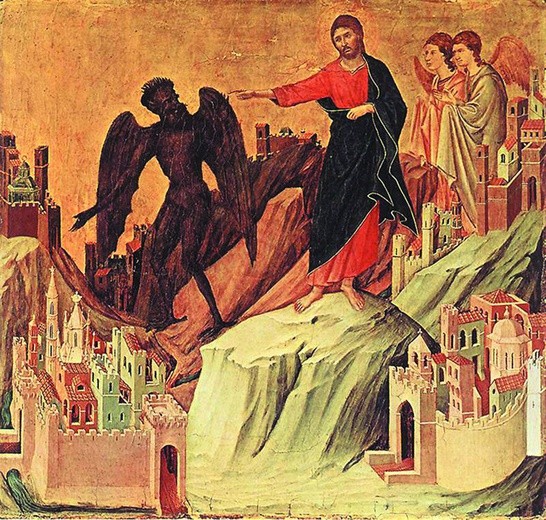 Duccio di Buoninsegna, „Kuszenie Jezusa”