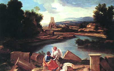 Nicolas Poussin, „Krajobraz ze św. Mateuszem i Aniołem”
