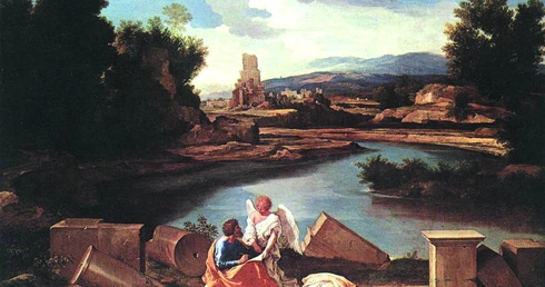 Nicolas Poussin, „Krajobraz ze św. Mateuszem i Aniołem”