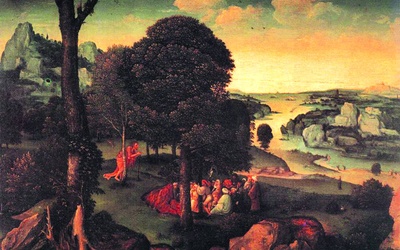 Joachim Patinir, „Krajobraz ze św. Janem Chrzcicielem nauczającym”