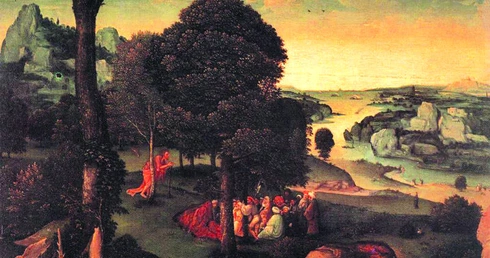 Joachim Patinir, „Krajobraz ze św. Janem Chrzcicielem nauczającym”