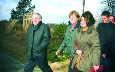 Prezydent Lech Kaczyński, jego małżonka i kanclerz Angela Merkel