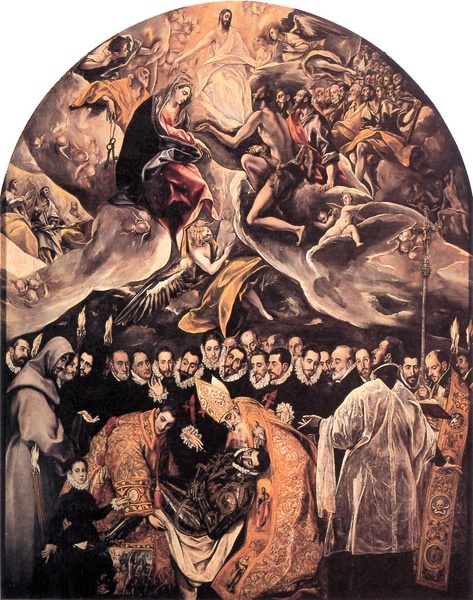 Domenikos Theotokopulos "El greco" (1541-1614), "Pogrzeb hrabiego Orgaza", Santo Tomé