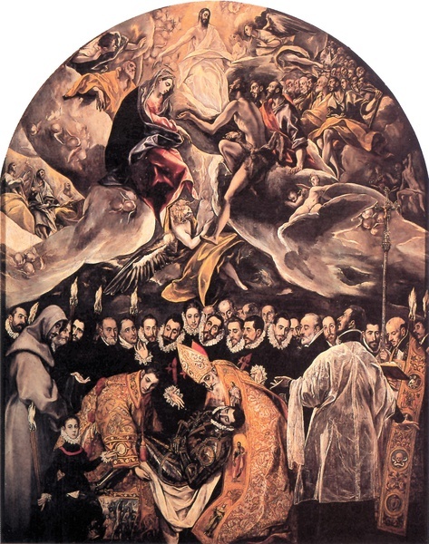 Domenikos Theotokopulos "El greco" (1541-1614), "Pogrzeb hrabiego Orgaza", Santo Tomé