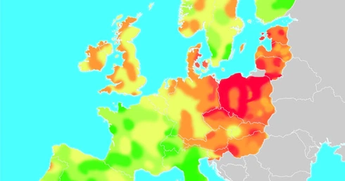 Mapa umieralności na raka szyjki macicy w Europie