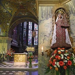 Złoty Ołtarz (Pala dʼOro) z czasów karolińskich, za nim relikwiarz maryjny,  przy filarze figura Madonny z Akwizgranu