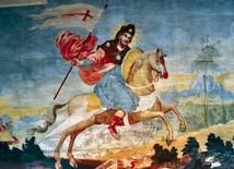 Św. Jakub na koniu i ze sztandarem w ręce jest unikatową kompozycją w Polsce, wzorowaną na tradycji hiszpańskiej