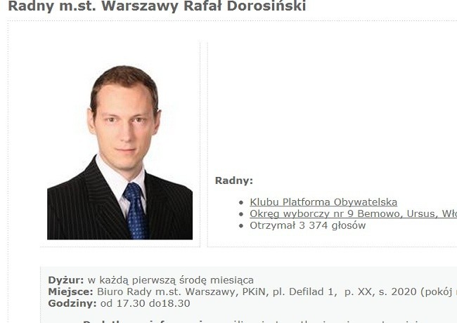 Radny Dorosiński przechodzi do klubu PiS