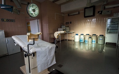  Laboratorium Wspomaganego Rozrodu. Na sali zabiegowej pod ścianą stoją dewary z ciekłym azotem. W jednych zamrożone plemniki i komórki jajowe, w drugich zawieszone w czasoprzestrzeni ludzkie istoty. Tędy co chwila ktoś przechodzi.  Jakby nigdy nic...