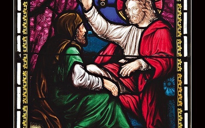 Rozmowa Jezusa z Nikodemem – witraż z kościoła St. Denys w Yorku