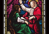 Rozmowa Jezusa z Nikodemem – witraż z kościoła St. Denys w Yorku