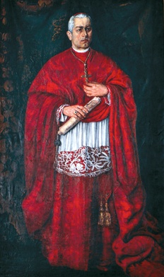 Portret kard. Augusta Hlonda wiszący w Kurii Metropolitalnej w Katowicach