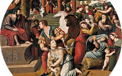 Juan Vicente Masip „Męczeństwo św. Agnieszki” olej na desce, 1540–1545, Muzeum Prado, Madryt