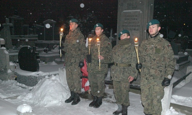 Pod pomnikiem Bohaterów Powstania Styczniowego w Szydłowcu