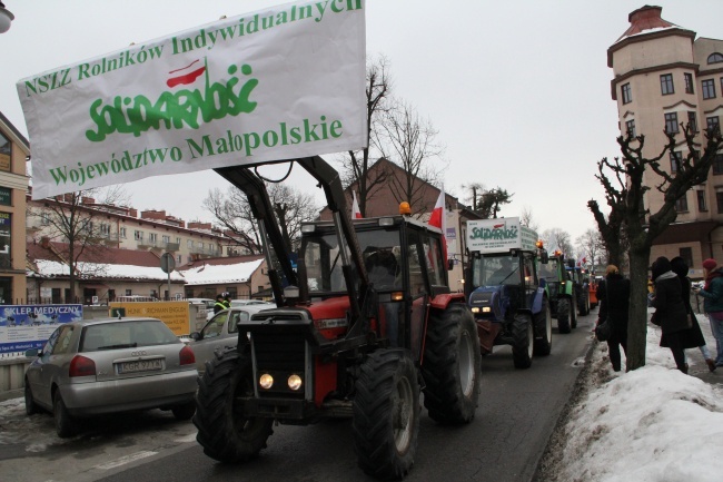 Protest rolników w Nowym Sączu