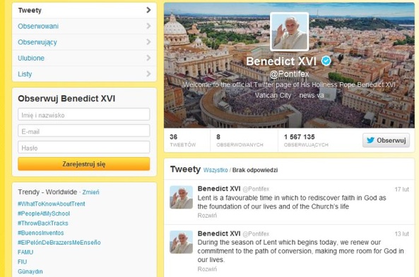 Papież znika z Twittera
