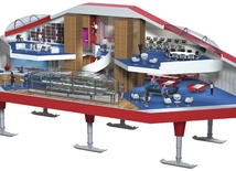 Moduł centralny stacji jest przestrzenią wspólną. Jest tutaj sala konferencyjna, biblioteka, stołówka, gabinet lekarski, niewielka oranżeria, a nawet ściana wspinaczkowa