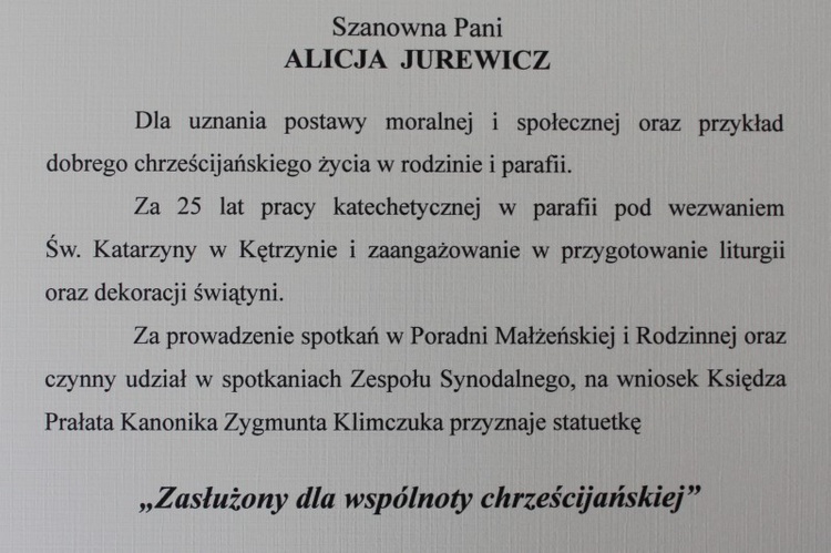 Odznaczenie „Zasłużony dla Wspólnoty Chrześcijańskiej”