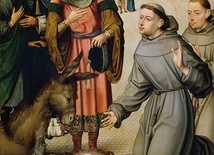 Autor nieznany „Cud św. Antoniego w Tuluzie” olej na desce, ok. 1500 Muzeum Prado, Madryt