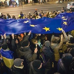 Unijne barwy są nieodłącznym elementem protestu