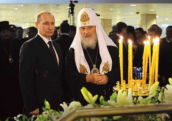 Prezydent Putin i patriarcha Cyryl podczas otwarcia wystawy poświęconej dynastii Romanowych