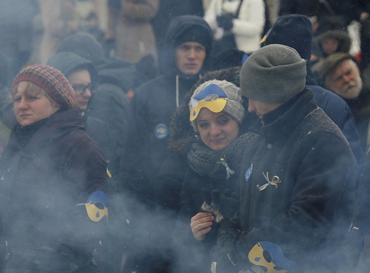 Lublinianie mimo mrozu solidaryzowali się z Ukraińcami. 