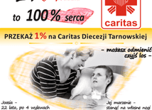 Ulotka promująca 1 proc. dla Caritas 