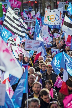 2 lutego 2014 r. Przez Paryż po raz kolejny przeszła kilkusettysięczna manifestacja w proteście przeciwko wprowadzaniu we Francji praw uderzających w rodzinę