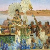 Lawrence Alma-Tadema „Odnalezienie Mojżesza” olej na płótnie, 1904, kolekcja prywatna