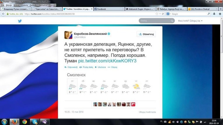 Człowiek Kremla: Niech Jaceniuk przyleci do Smoleńska. Bo jest mgła