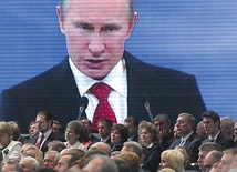 Prezydent Władimir Putin przemawia w czasie wiecu swej partii Jedna Rosja. Moskwa, 26 maja 2012 r. 