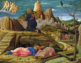 Andrea Mantegna „Modlitwa w Ogrójcu”  olej na desce, ok. 1460 National Gallery, Londyn