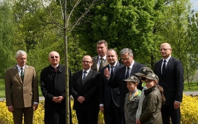 Prezydent posadził drzewko w parku, w którym niedawno wycięto 350 innych drzew