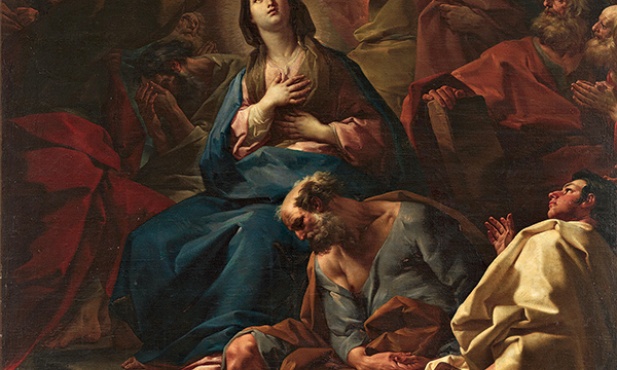 Corrado Giaquinto  „Zesłanie Ducha Świętego”  olej na płótnie, XVIII w.  Muzeum Prado, Madryt