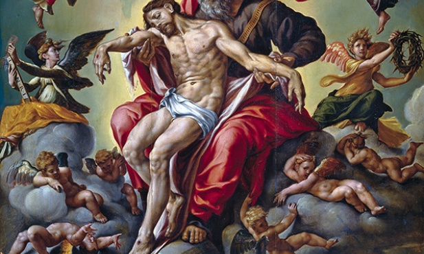 Jan Cornelisz Vermeyen  „Trójca Święta”, olej na desce, XVI w. Muzeum Prado, Madryt