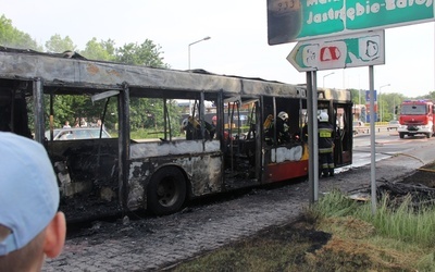 Spłonął autobus w Wodzisławiu Śl. 