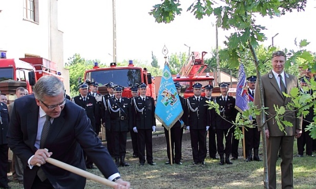 Prezydent Komorowski zasadził w Łowiczu kolejny "dąb wolności"