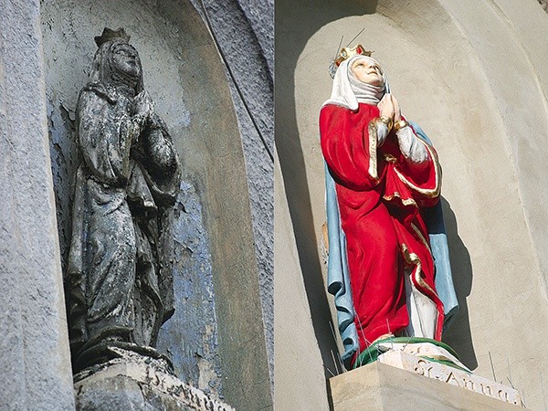 Figurka św. Anny przed konserwacją i po konserwacji