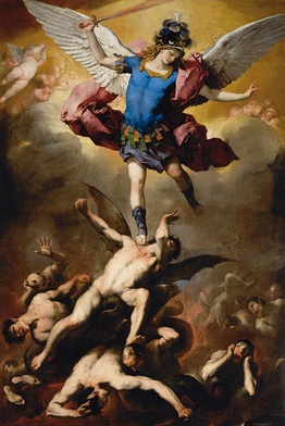 Luca Giordano „Strącenie zbuntowanych aniołów” olej na płótnie, 1666 Kunsthistorisches Museum, Wiedeń