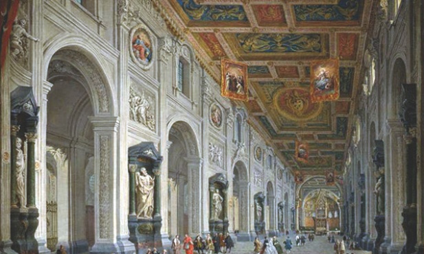 Giovanni Paolo Pannini „Wnętrze bazyliki św. Jana na Lateranie”  olej na płótnie, I poł. XVIII w. Muzeum Puszkina, Moskwa