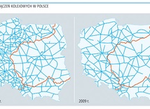 Od 1989 r. zamknięto w Polsce prawie 7 tys. km linii. W tym samym czasie w całej Europie zlikwidowano około 15 tys. km. Największa „jednorazowa” likwidacja w Polsce miała miejsce w kwietniu 2000 roku. Tego dnia pociągi przestały kursować na ponad 1000 km linii. To wtedy zniknęły połączenia nie tylko pomiędzy małymi miejscowościami, gdzie pociąg był jedynym środkiem transportu do dużego miasta, ale także pomiędzy sporej wielkości ośrodkami. Nieprawdą jest, że systematycznie spadająca ilość połączeń kolej...